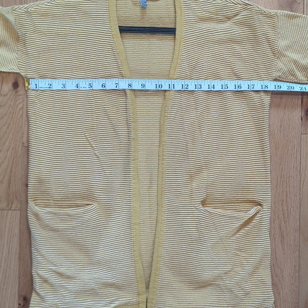 Marled Reunited. Open-Front Ribbed Cardigan In Yellow. Size XS. - Picture 7 of 9